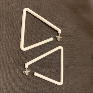 White Triangle Earrings